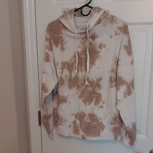 Aeropostale Cream Hoodie Tiedied Womens Size M. Brown & White